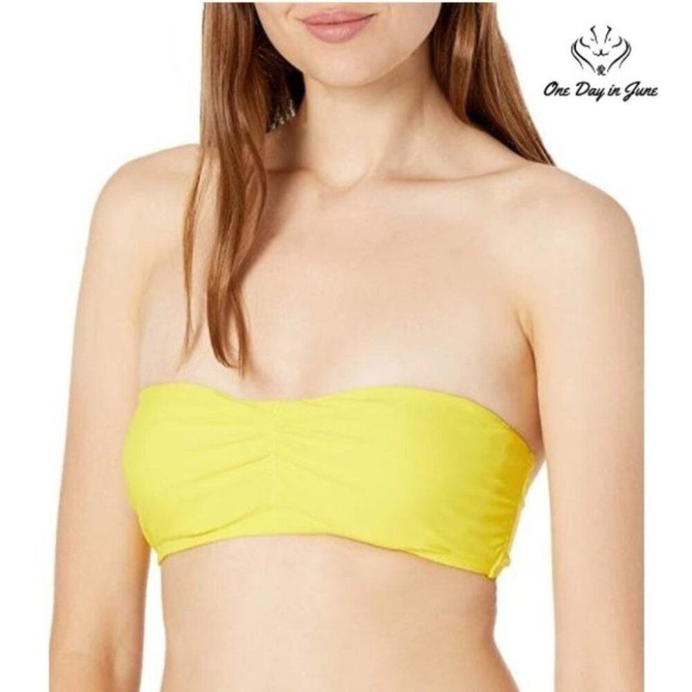 Cyn Luca Standard Ruched Front Bandeau Bikini Top Swimsuit Size M